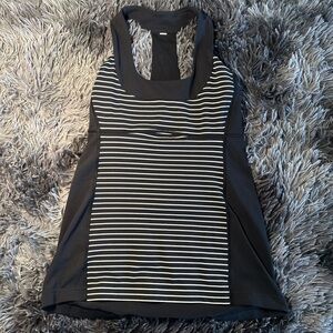 SOLD lululemon athletica Black and White Striped Racerback Tank
